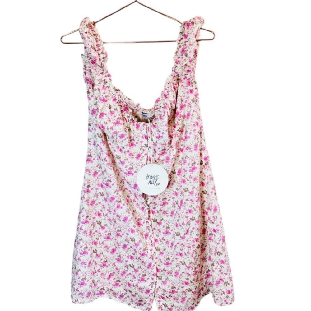 NWT Princess Polly Cream Floral Button Down Mini Dress 12